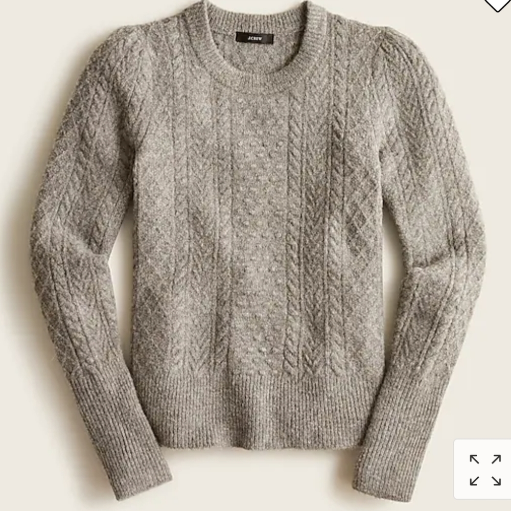 NEW J.Crew Stretch wool cable-knit crewneck sweater GREY S